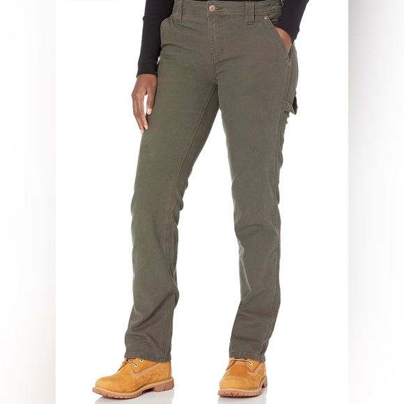 Dickies Denim - Dickies Women's Relaxed Straight Carpenter Duck Pant Green Great Condition 2 Reg